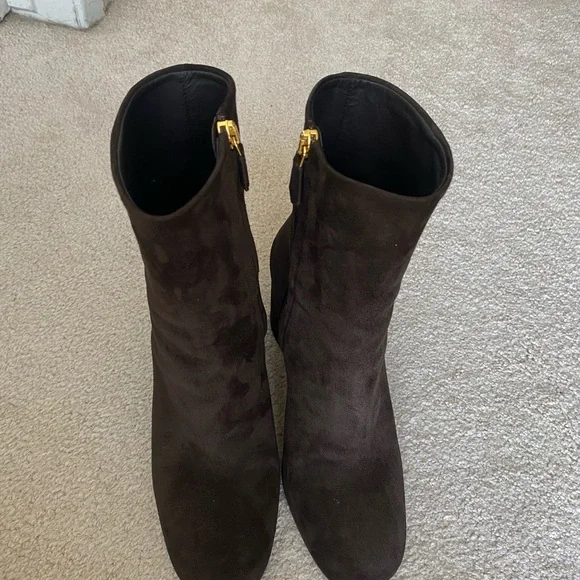 Prada Chocolate Brown Suede Booties 85mm heel - Picture 4 of 7